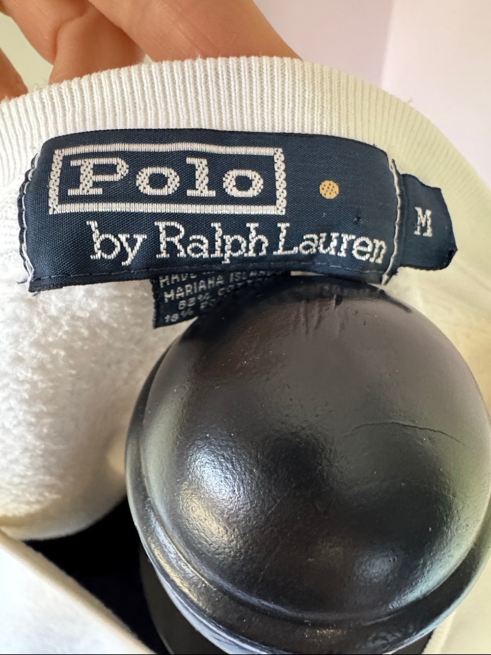 Polo Ralph Lauren White Sweatshirt with Navy Logo Tag - Picture 2 of 6